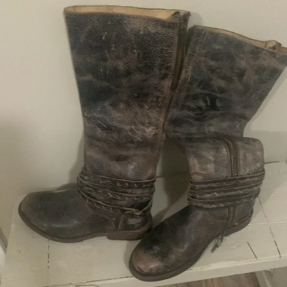 Bed Stu 8 black leather distressed 2 zippers - Picture 2 of 9